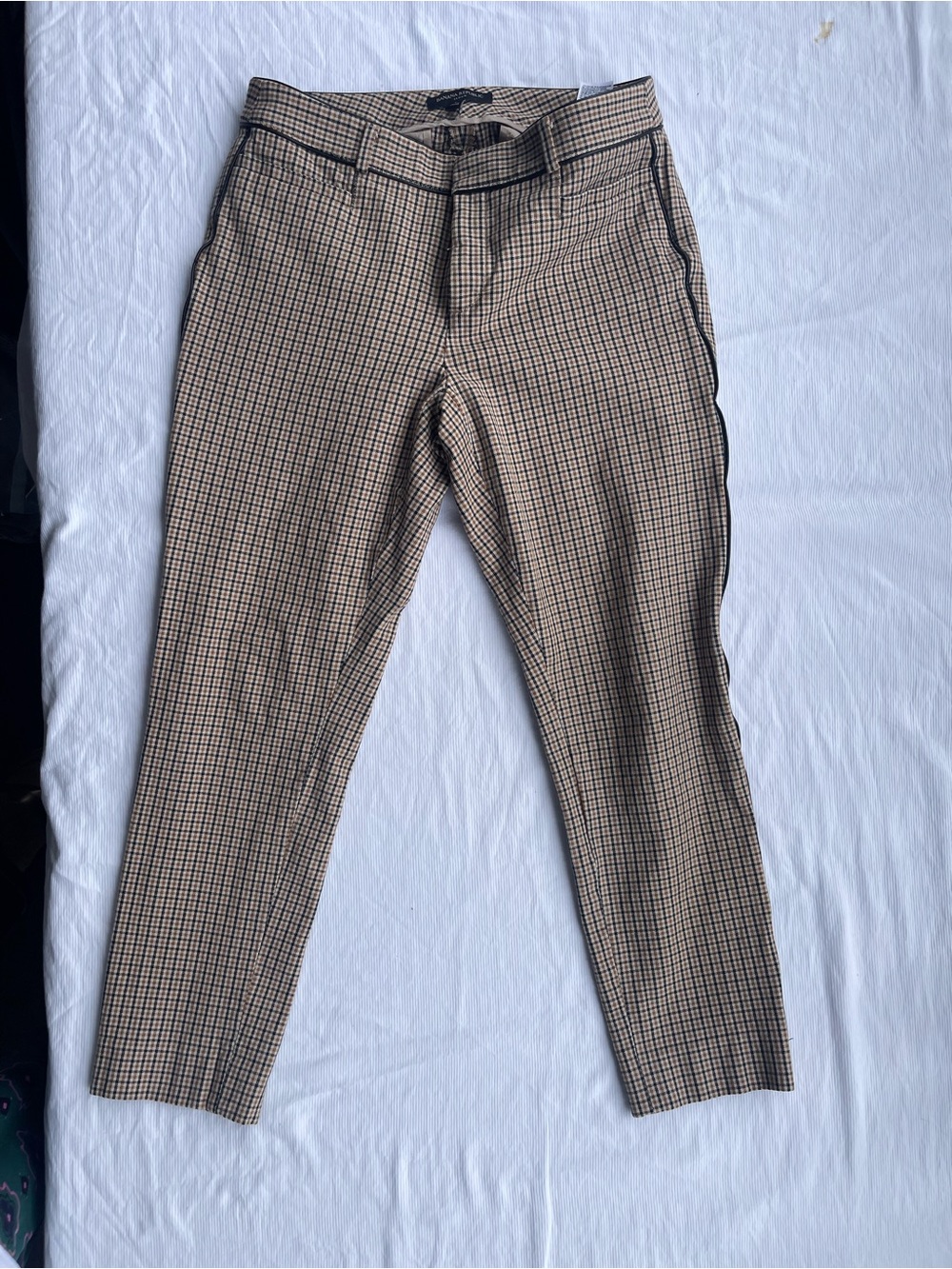 Banana Republic Sloan  Tan & Black Checked Chinos
